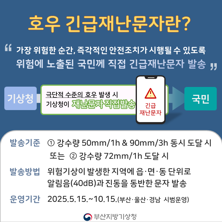 호우 긴급재난문자 직접발송 서비스 2번째 이미지